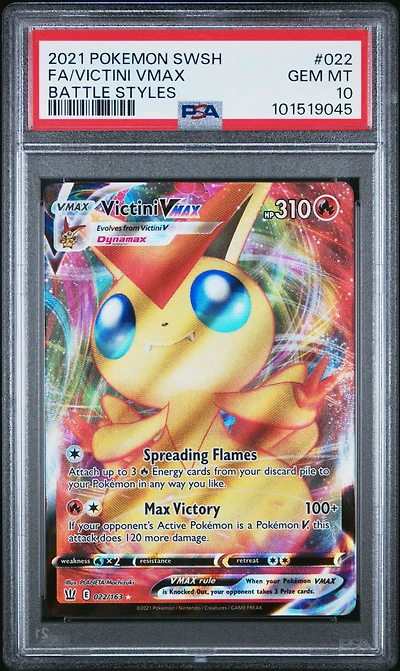 2021 Pokemon Sword & Shield Battle Styles 022 Full Art/victini Vmax PSA 10