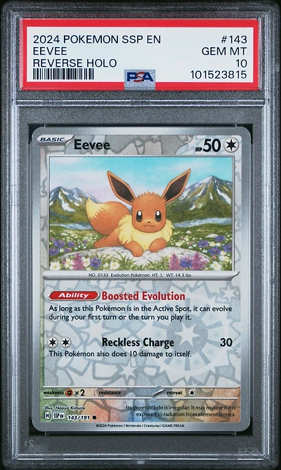 2024 Pokemon Ssp En-surging Sparks 143 Eevee Reverse Holo PSA