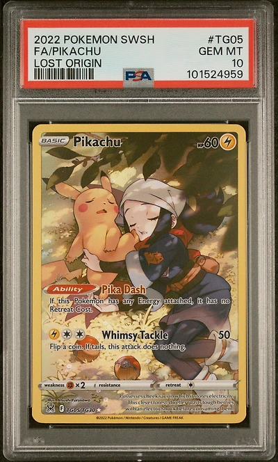 2022 Pokemon Sword & Shield Lost Origin Tg05 Full Art/pikachu PSA