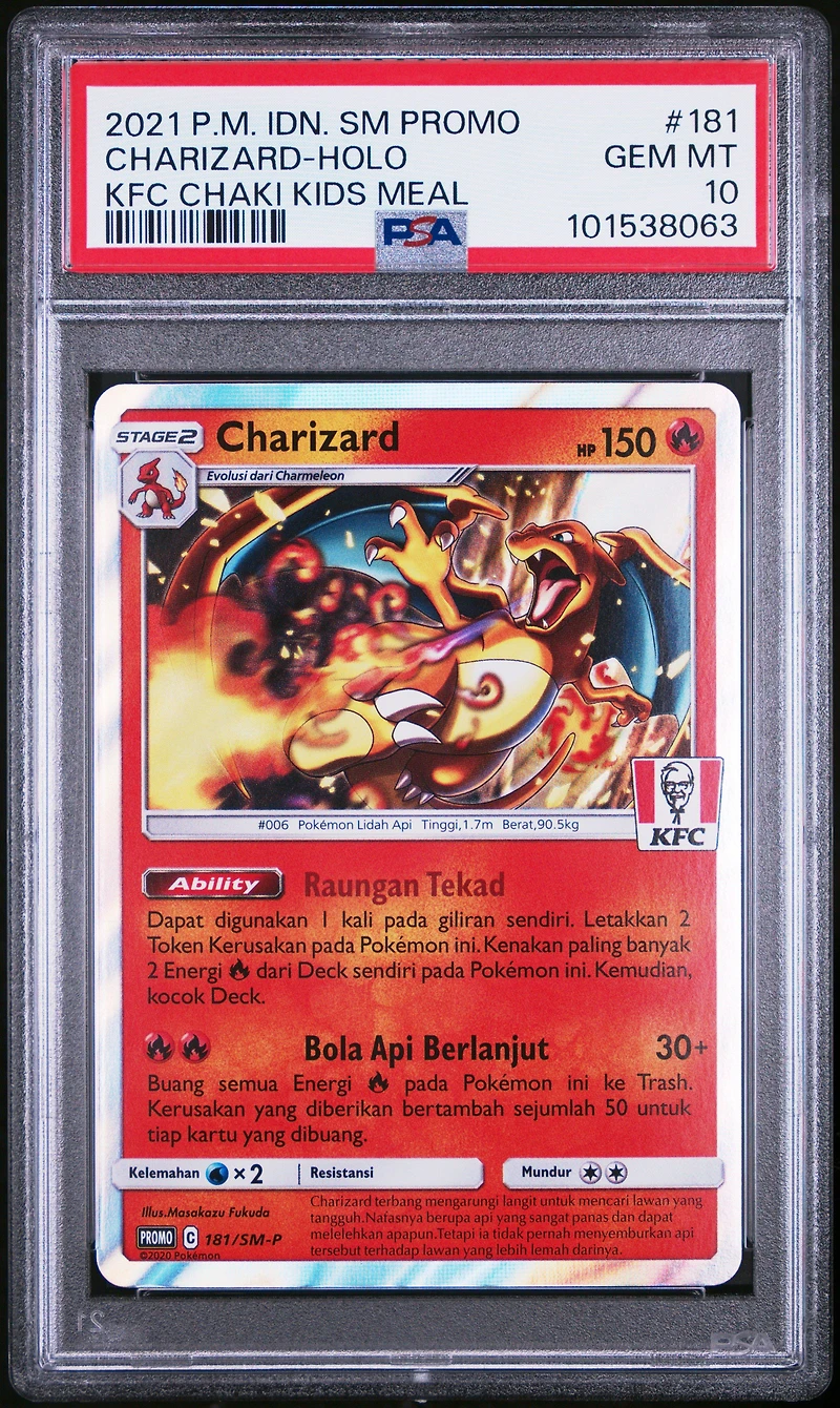 2021 Pokemon Indonesian Sm Promo 181 Charizard-holo Kfc Chaki Kids Meal PSA