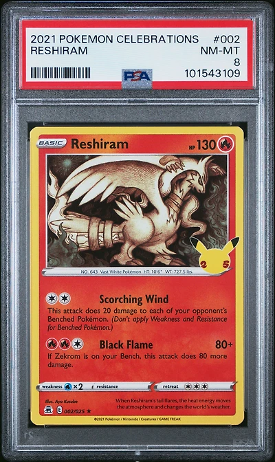 2021 Pokemon Celebrations 002 Reshiram PSA