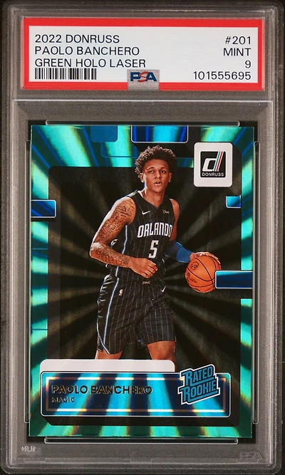 2022 Panini Donruss 201 Paolo Banchero Green Holo Laser PSA