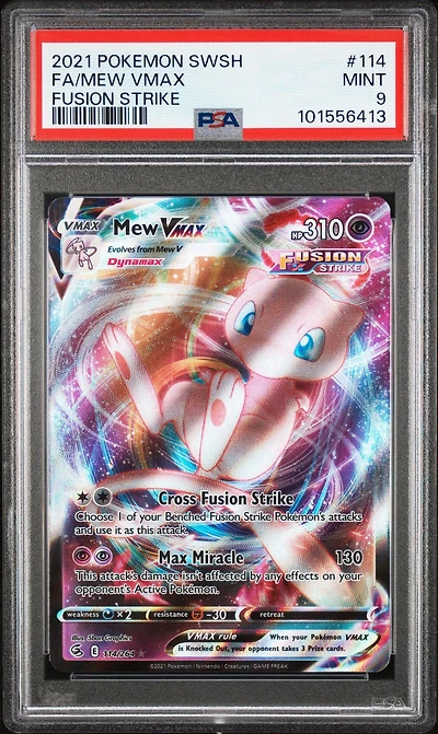 2021 Pokemon Sword & Shield Fusion Strike 114 Full Art/mew Vmax PSA