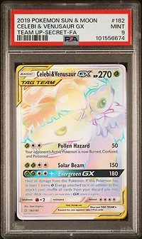 2019 Pokemon Sun & Moon Team Up 182 Full Art/celebi & Venusaur Gx Secret PSA 9