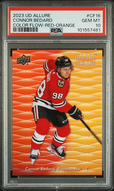 2023 Upper Deck Allure Color Flow Cf16 Connor Bedard Red-orange PSA 10