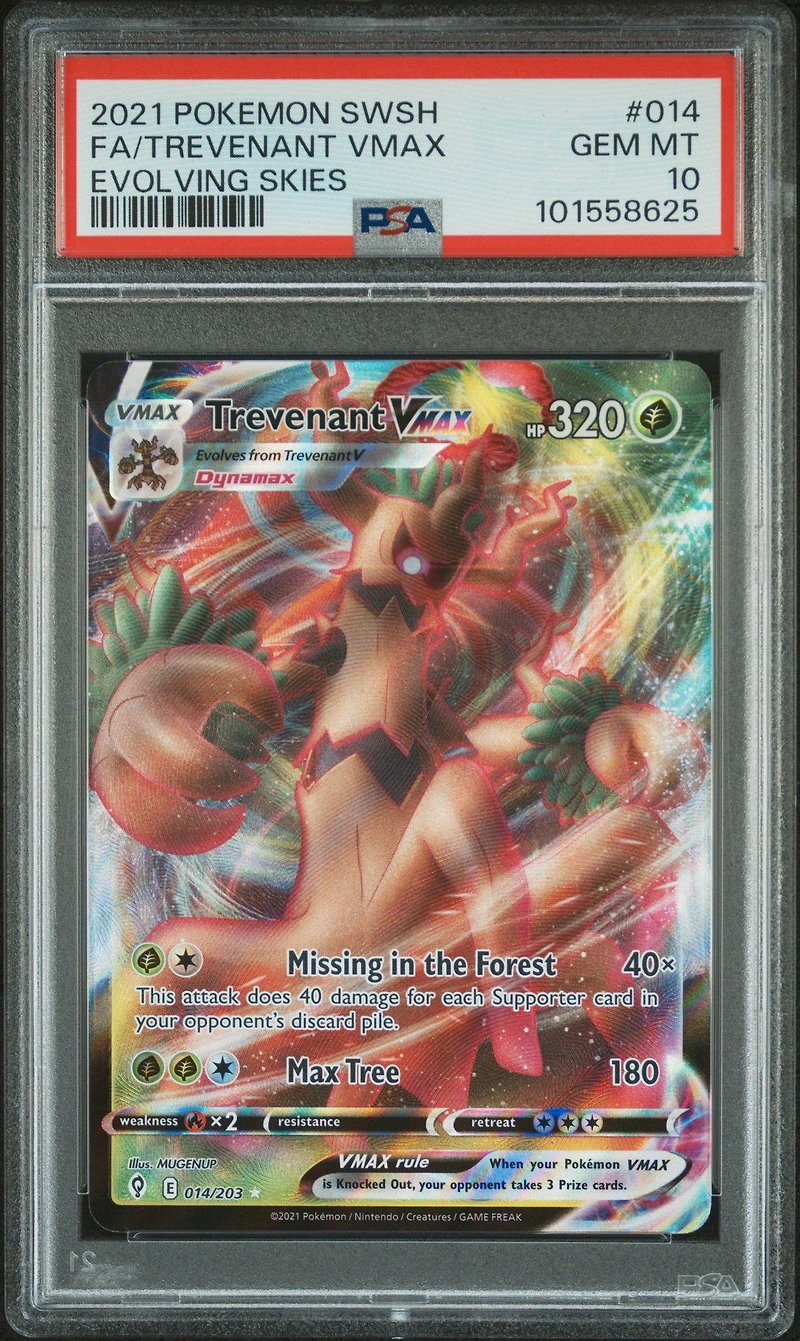 2021 Pokemon Sword & Shield Evolving Skies 014 Full Art/trevenant Vmax PSA 10