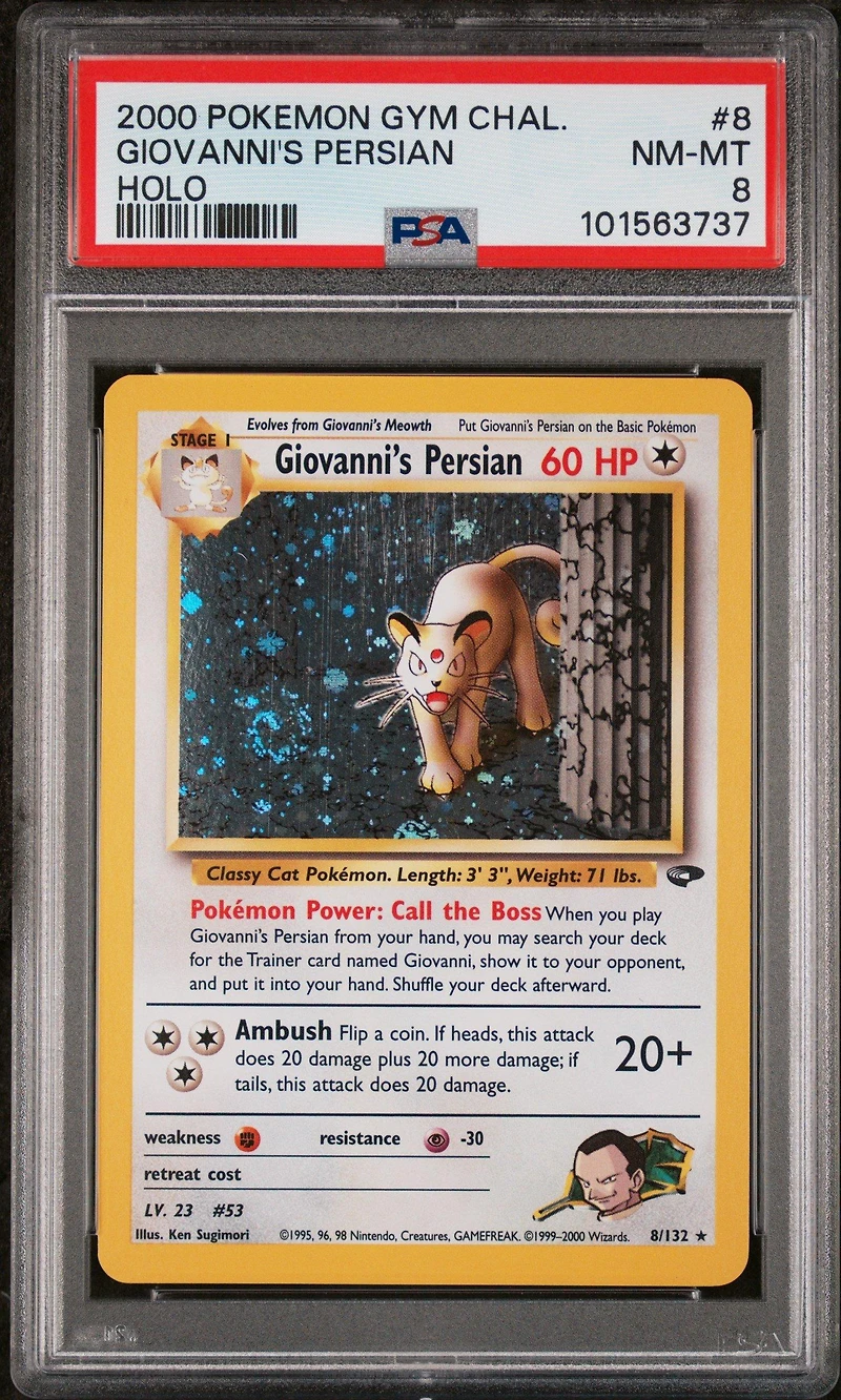 2000 Pokemon Gym Challenge 8 Giovanni's Persian Holo PSA 8