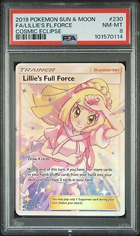 2019 Pokemon Sun & Moon Cosmic Eclipse 230 Full Art/lillie's Full Force PSA