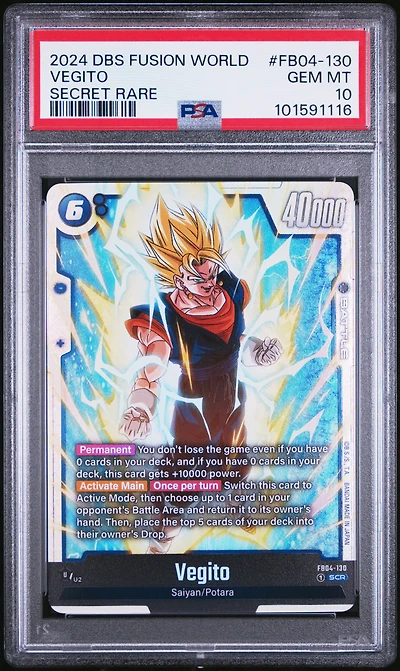 2024 Dragon Ball Super Card Game Fusion World Ultra Limit Fb04-130 Vegito Secret Rare PSA 10