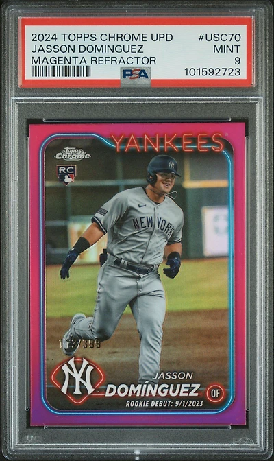 2024 Topps Chrome Update Usc70 Jasson Dominguez Magenta Refractor PSA 9