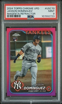 2024 Topps Chrome Update Usc70 Jasson Dominguez Magenta Refractor PSA 9