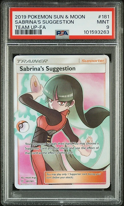 2019 Pokemon Sun & Moon Team Up 181 Full Art/sabrina's Suggestion PSA