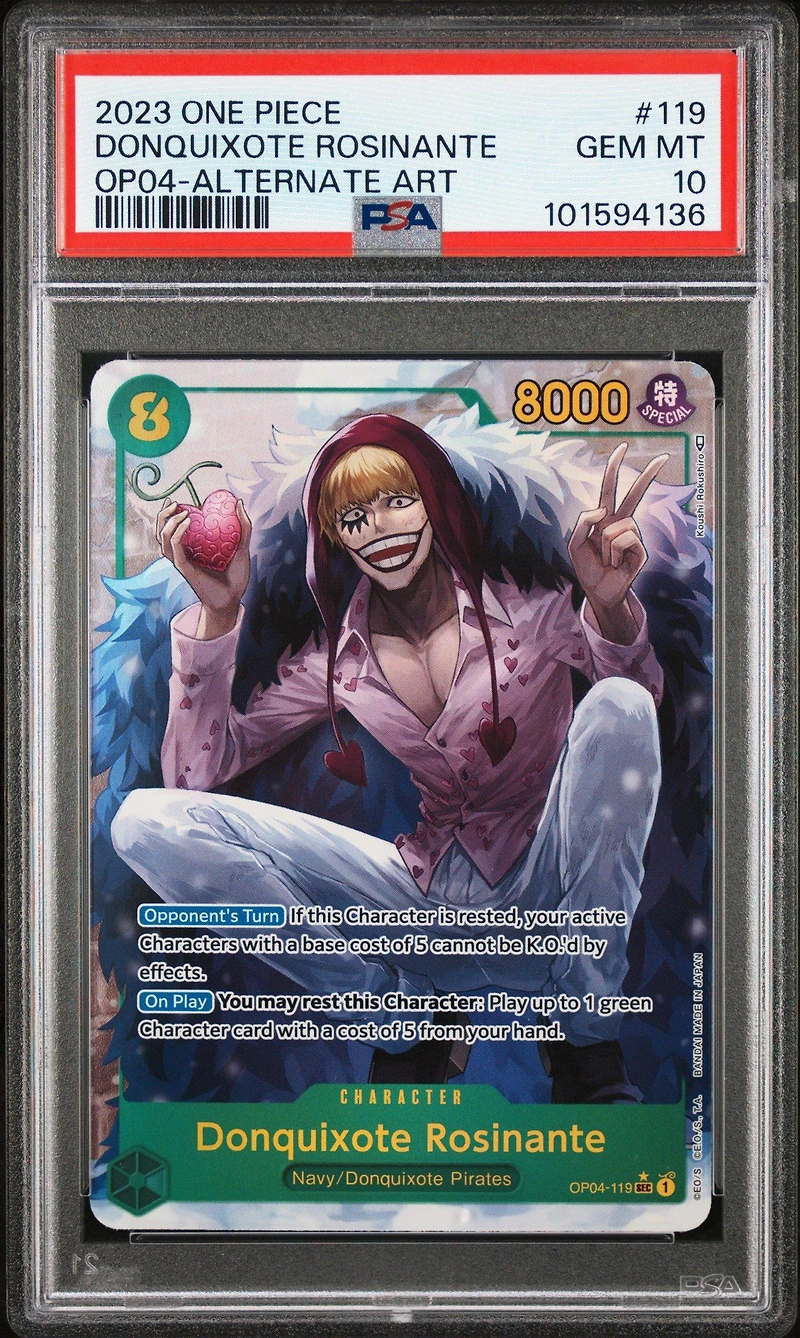 2023 One Piece Op04-kingdoms Of Intrigue 119 Donquixote Rosinante Alternate Art PSA 10