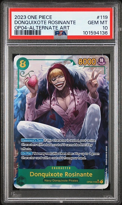 2023 One Piece Op04-kingdoms Of Intrigue 119 Donquixote Rosinante Alternate Art PSA 10