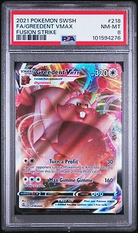 2021 Pokemon Sword & Shield Fusion Strike 218 Full Art/greedent Vmax PSA