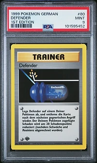 1999 Pokemon German 80 Defender 1st Edition PSA 9