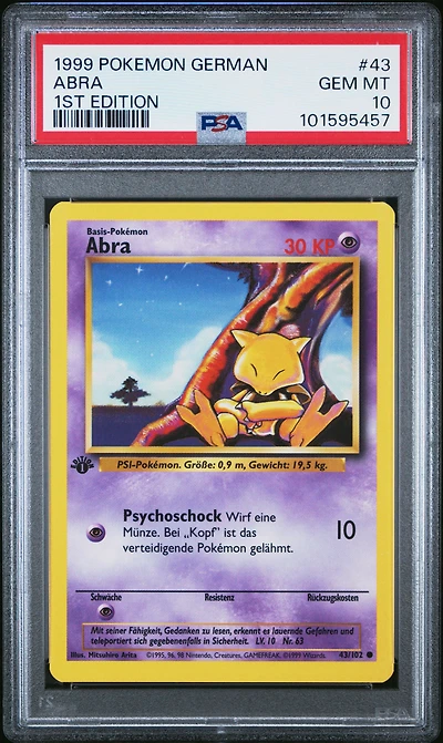 1999 Pokemon German 43 Abra 1st Edition PSA