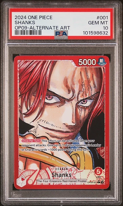 2024 One Piece Op09-emperors In The New World Shanks Alternate Art PSA