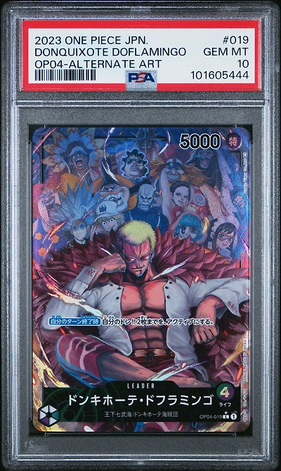 2023 One Piece Japanese Op04-kingdoms Of Intrigue 019 Donquixote Doflamingo Alternate Art PSA 10