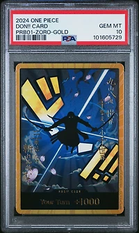 2024 One Piece Prb01-premium Booster -one Piece Card The Best- Don!! Card Roronoa Zoro-gold PSA 10