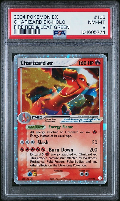 2004 Pokemon Ex Fire Red & Leaf Green 105 Charizard Ex-holo PSA 8