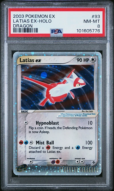 2003 Pokemon Ex Dragon 93 Latias Ex-holo PSA 8