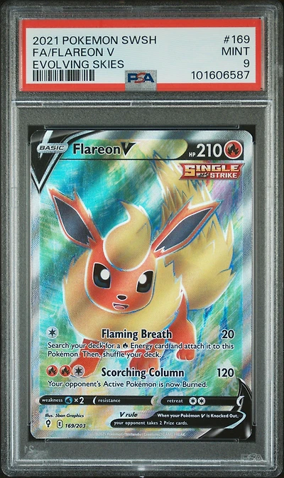 2021 Pokemon Sword & Shield Evolving Skies 169 Full Art/flareon V PSA