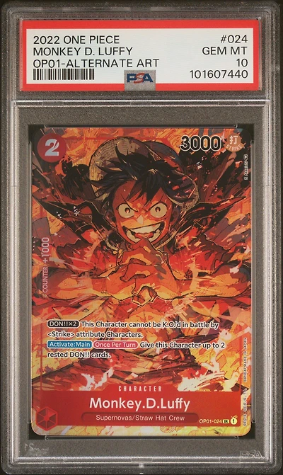 2022 One Piece Op01-romance Dawn Monkey D. Luffy Alternate Art PSA 10