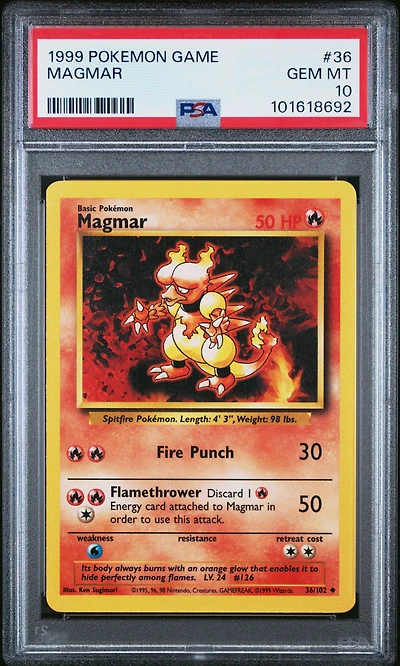 1999 Pokemon Game 36 Magmar PSA