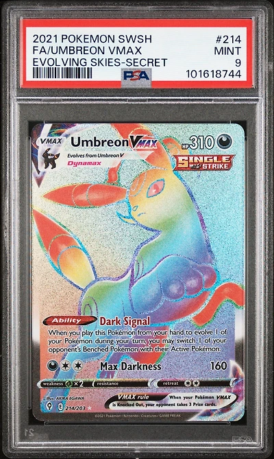 2021 Pokemon Sword & Shield Evolving Skies Full Art/umbreon Vmax Secret PSA