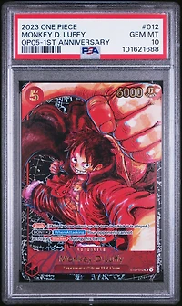 2023 One Piece Op05-awakening Of The New Era 012 Monkey D. Luffy 1st Anniversary PSA 10