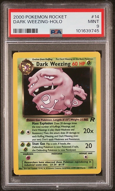 2000 Pokemon Rocket 14 Dark Weezing-holo PSA