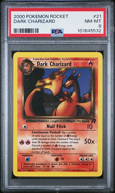 2000 Pokemon Rocket 21 Dark Charizard PSA