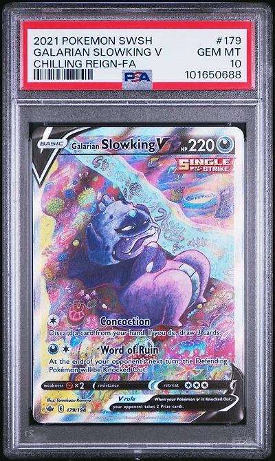 2021 Pokemon Sword & Shield Chilling Reign 179 Full Art/galarian Slowking V PSA 10