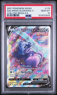 2021 Pokemon Sword & Shield Chilling Reign 179 Full Art/galarian Slowking V PSA 10