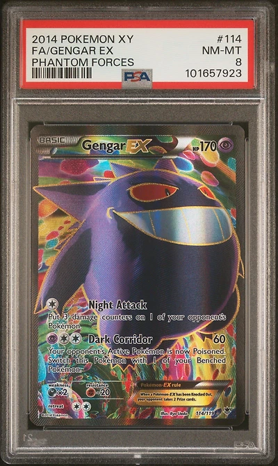 2014 Pokemon Xy Phantom Forces 114 Full Art/gengar Ex PSA