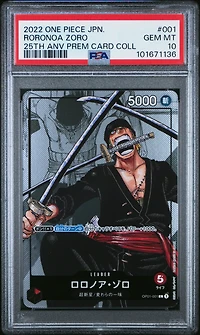 2022 One Piece Japanese 25th Anniversary Premium Card Collection 001 Roronoa Zoro PSA 10