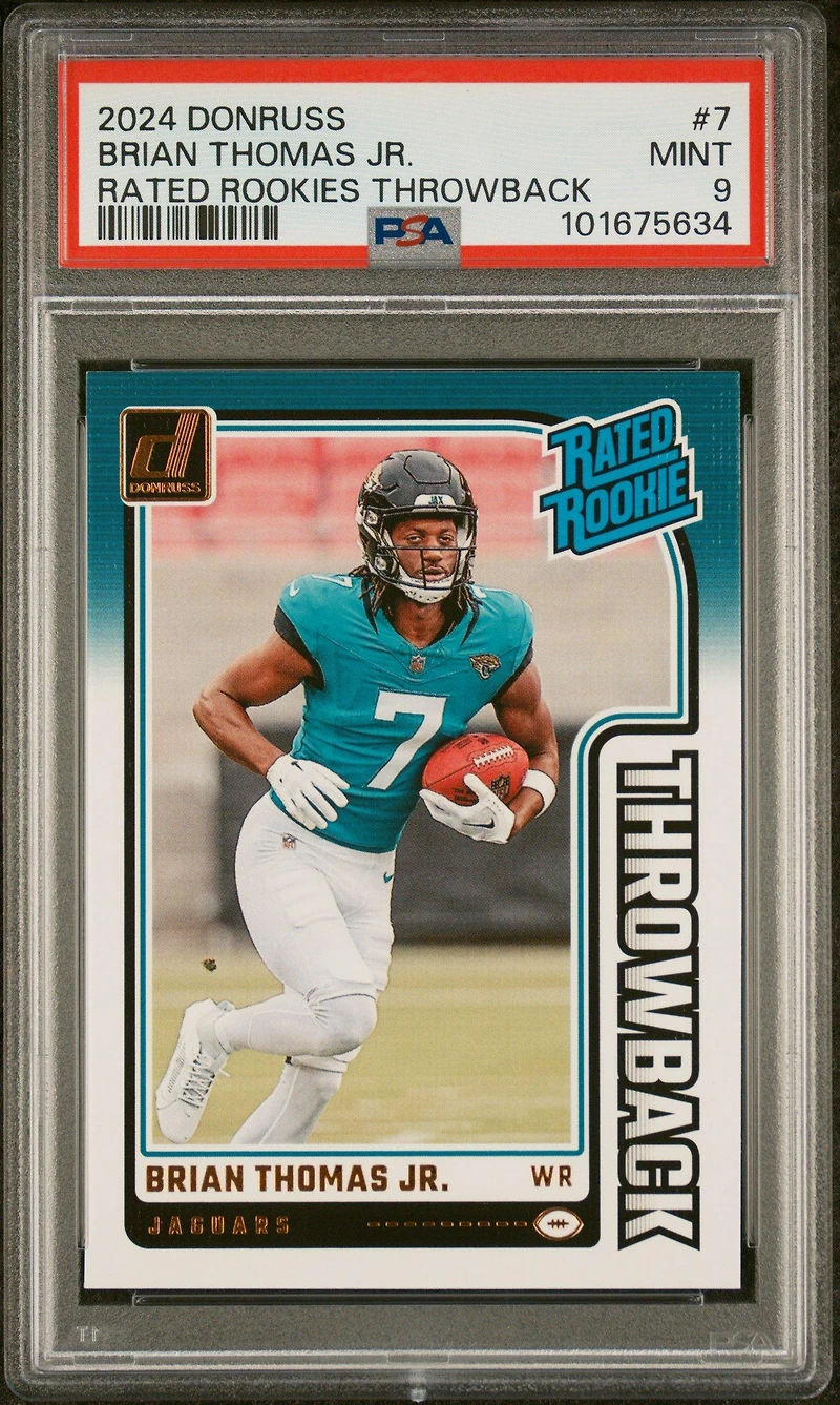 2024 Panini Donruss Rated Rookies Throwback 7 Brian Thomas Jr. PSA 9