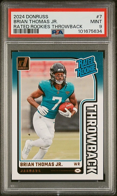2024 Panini Donruss Rated Rookies Throwback 7 Brian Thomas Jr. PSA 9