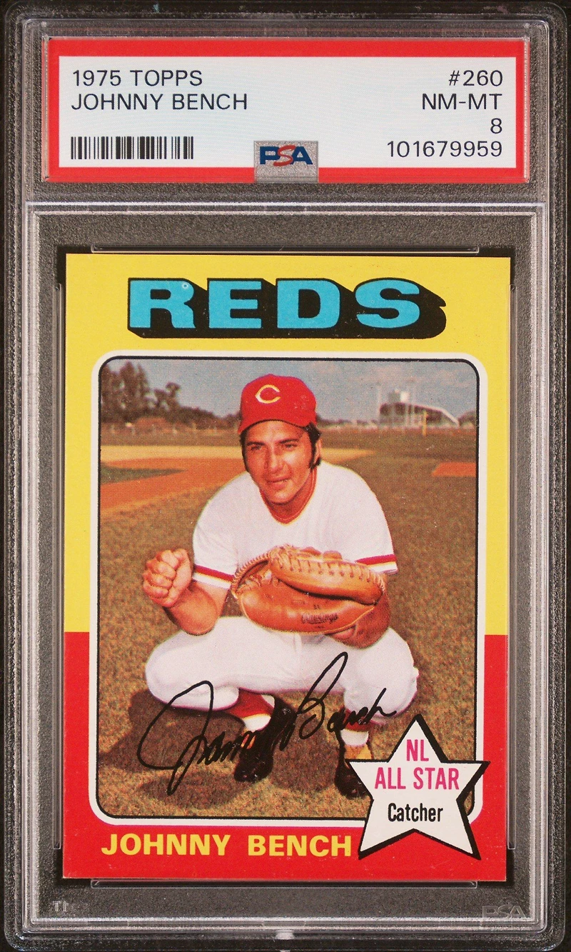 1975 Topps 260 Johnny Bench PSA 8