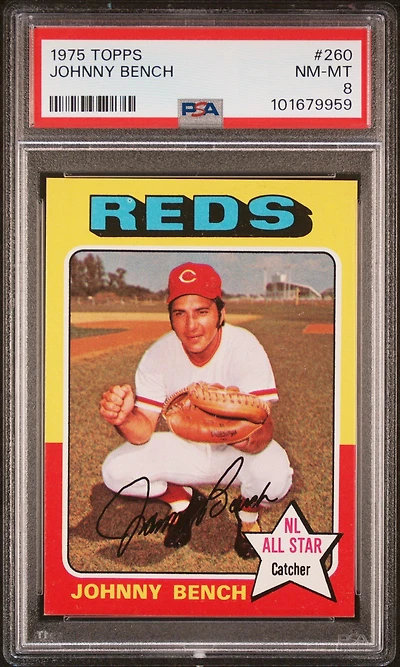 1975 Topps 260 Johnny Bench PSA 8