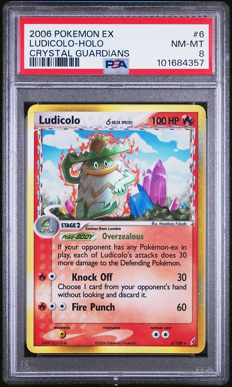 2006 Pokemon Ex Crystal Guardians 6 Ludicolo-holo PSA 8