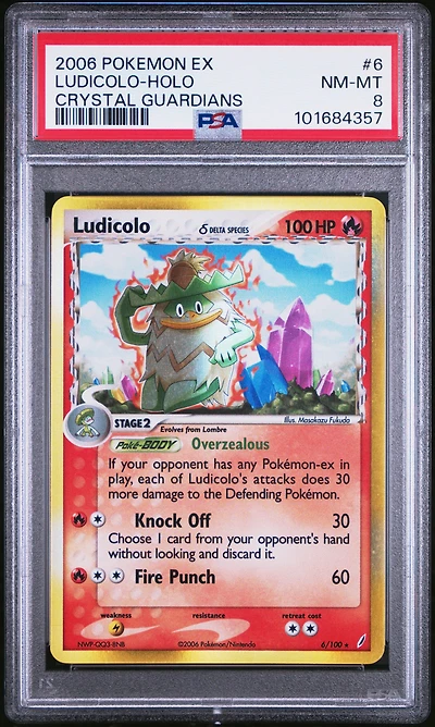2006 Pokemon Ex Crystal Guardians 6 Ludicolo-holo PSA 8