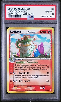 2006 Pokemon Ex Crystal Guardians 6 Ludicolo-holo PSA 8