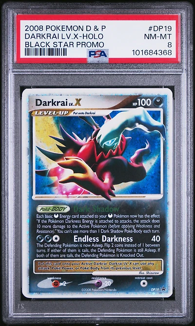 2008 Pokemon Diamond & Pearl Black Star Promo Dp19 Darkrai Lv.x-holo PSA 8