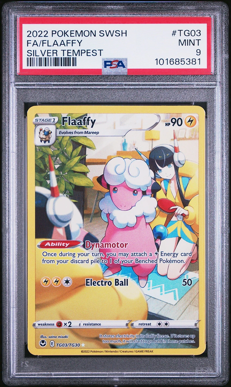 2022 Pokemon Sword & Shield Silver Tempest Tg03 Full Art/flaaffy PSA