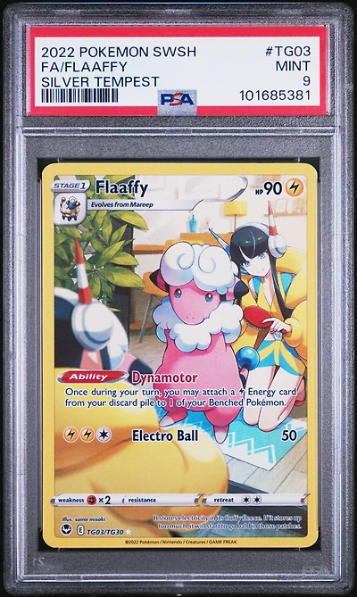 2022 Pokemon Sword & Shield Silver Tempest Tg03 Full Art/flaaffy PSA