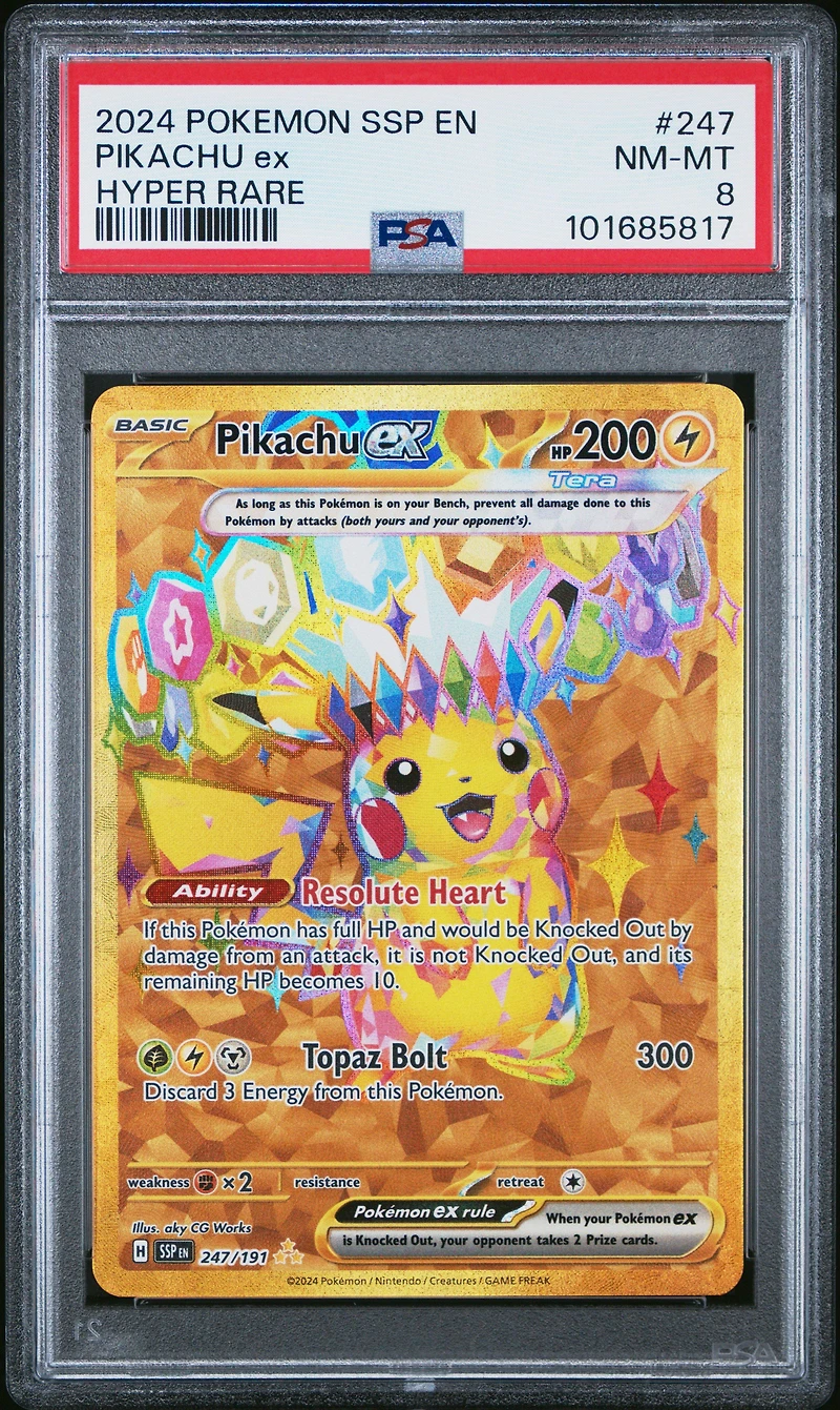 2024 Pokemon Ssp En-surging Sparks 247 Pikachu Ex Hyper Rare PSA