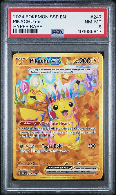 2024 Pokemon Ssp En-surging Sparks 247 Pikachu Ex Hyper Rare PSA
