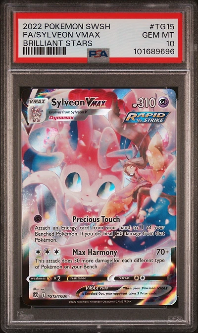 2022 Pokemon Sword & Shield Brilliant Stars Tg15 Full Art/sylveon Vmax PSA